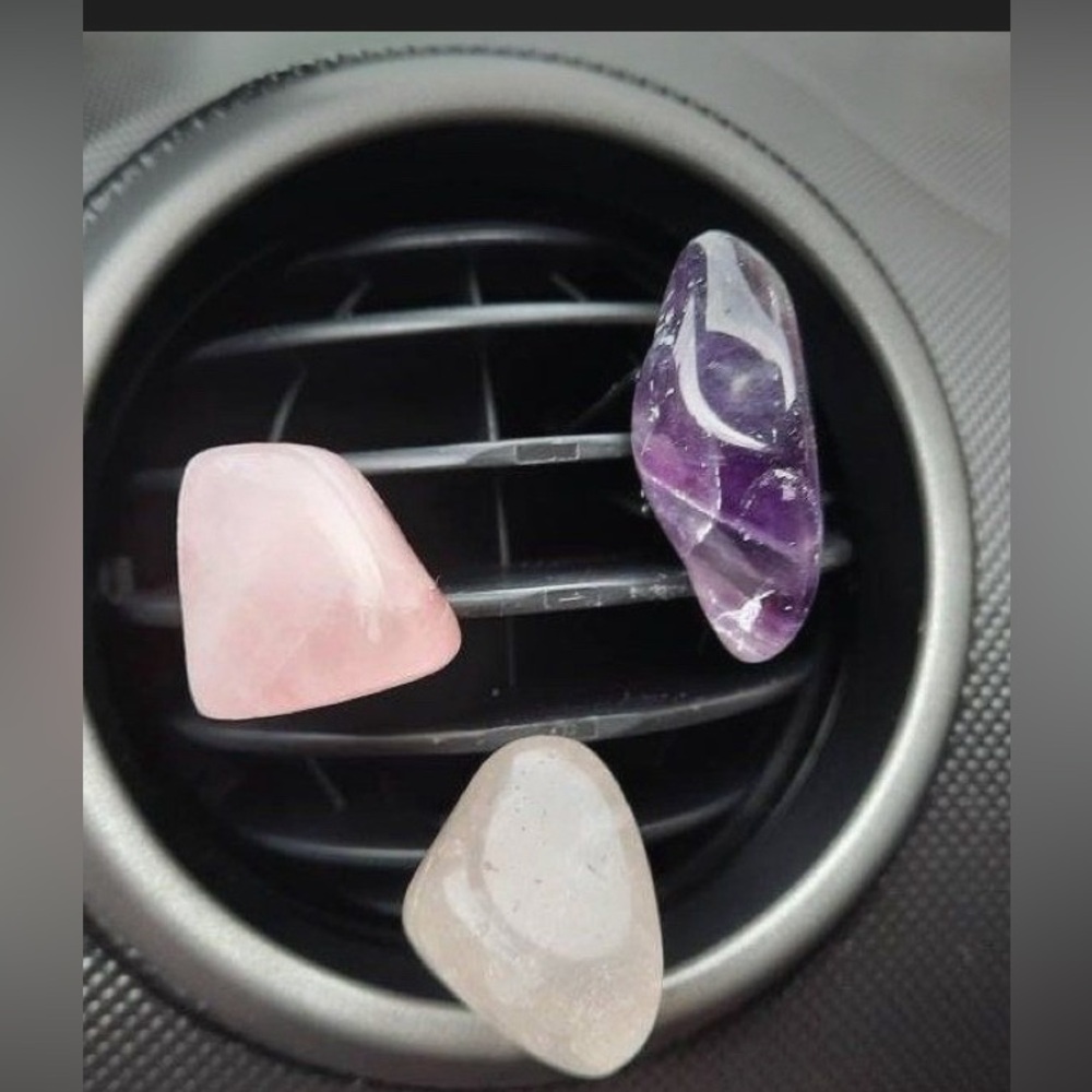 Blue Laced Agate Crystal Crescent Moon Stone Air Conditioner Clip Car Jewelry - Picture 13 of 14